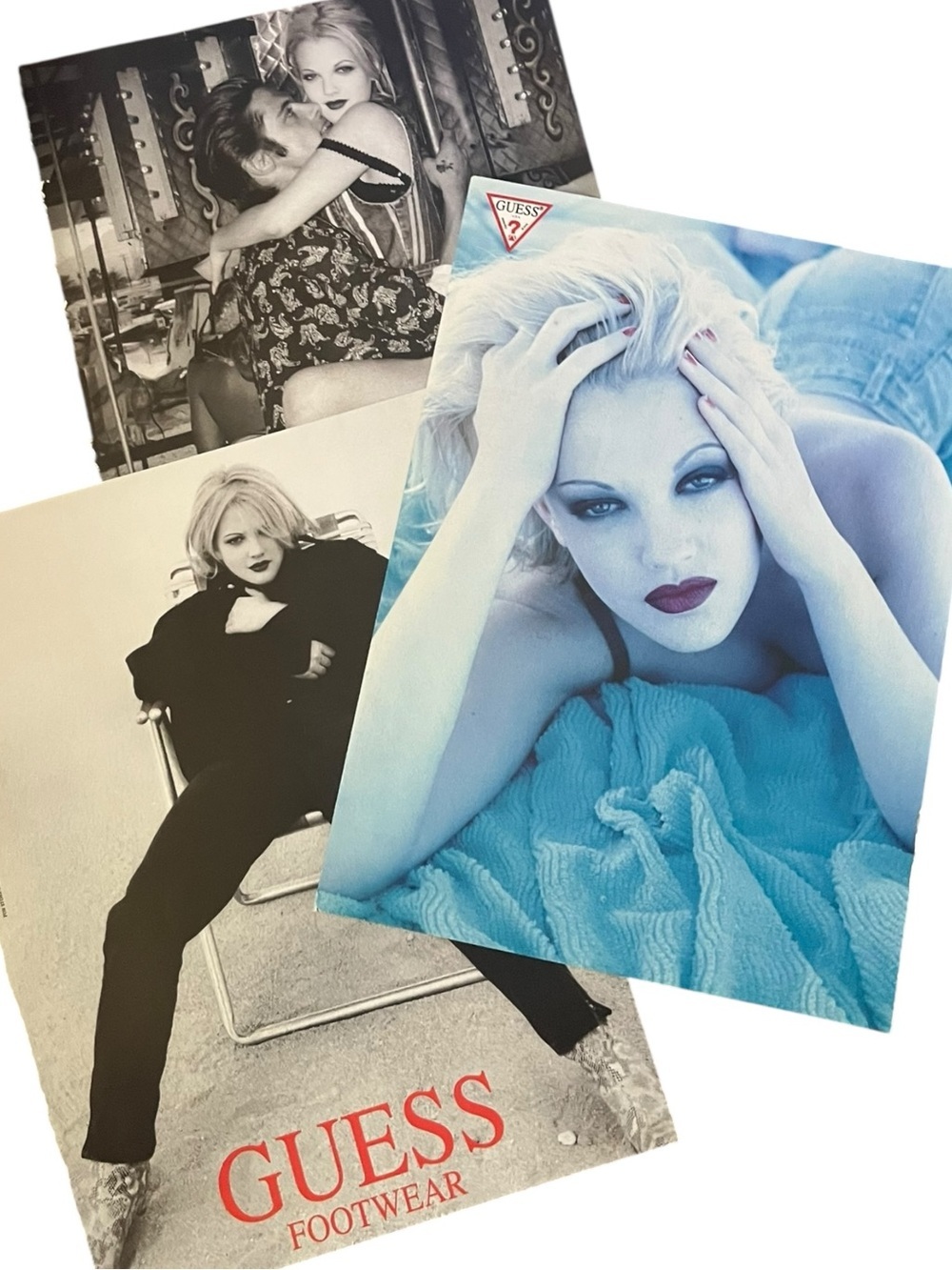 Vintage GUESS Magazine Ad Lot Dress Barrymore 90s Fashion Photography Clippings